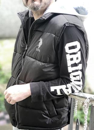 Жилет безрукавка тепла з капюшоном polo р. l унісекс original унісекс жилетка оверсайз