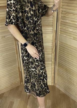 Платье на запах animal print леопардовое модное миди primark2 фото