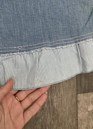 Легкая джинсовая юбка, юбка с рюшами3 фото