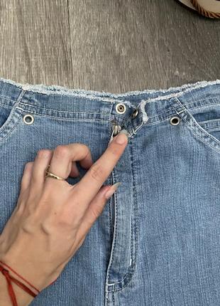 Легкая джинсовая юбка, юбка с рюшами4 фото