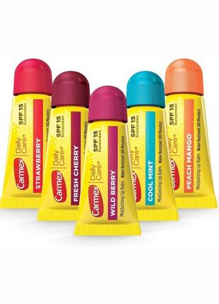 Набір бальзамів для губ мініс carmex minis 5 tubes полуниця, свіжа вишня, дикі ягоди, свіжа м'ята,2 фото