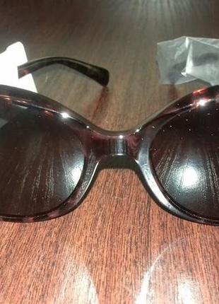 Овальные солнцезащитные очки, uniqlo, brown, с защитой uv4002 фото
