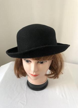 Шляпа черная фетр с загнутыми полями шерсть1 фото