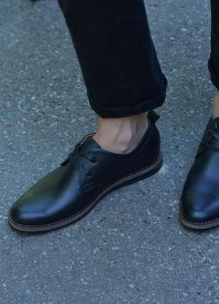 Туфли натуральная кожа черные без каблука1 фото