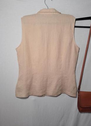 Льняная блуза рубашка без рукавов от marks&spencer 100% лен большой размер2 фото