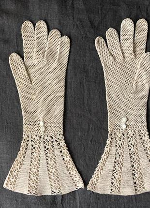 Уникальные ажурные перчатки . винтаж. ручная работа.