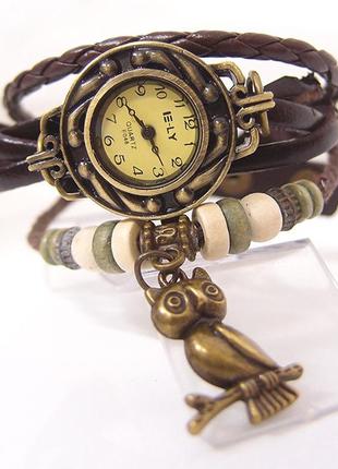 Женские винтажные часы браслет с совой маленький вінтажний жіночий годинник1 фото
