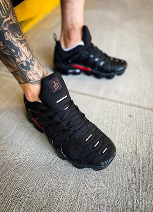 Мужские кроссовки nike air vapor max  plus black,кросовки найк аир вапор макс плюс чёрный не высокая платформа