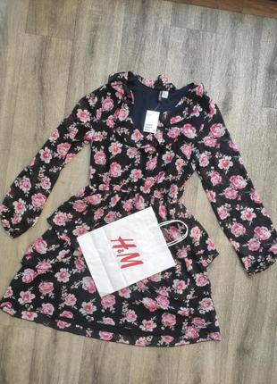 Платье шифон h&m пог 51 пот 33-43 резинка, поб 62, длина 94