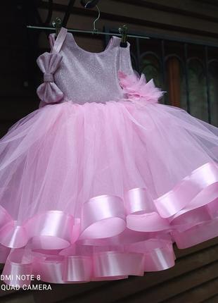 Платье плаття рожеве бальне на годик на один рочок 1 рік6 фото