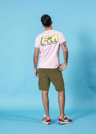 Чоловічі шорти з кишенями карго кольору хакі на літо4 фото