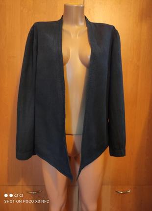 Класснючий льняной пиджак, накидка, лен, из льна пог-51 см