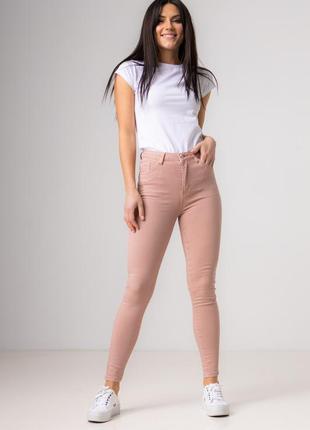 Стильные зауженные пудровые джинсы tu скинни/брюки женские розовые нюдовые