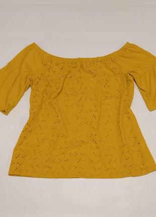Papaya. блуза ришелье с открытими плечами. м размер.8 фото