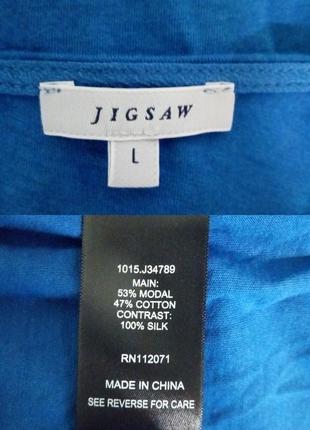 Топ блуза блузка футболка без рукавів блакитна шовк синя віскоза jigsaw р. 46-489 фото