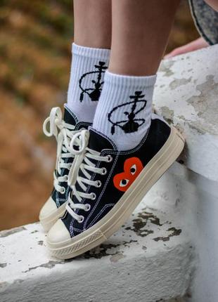 Кеды женские чак тейлор chuck taylor all-star 70s ox comme des garcons play black3 фото