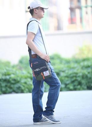 Мужская сумка мессенджер через плечо haoshuai сумка - почтальонка кросс боди6 фото