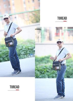 Мужская сумка мессенджер через плечо haoshuai сумка - почтальонка кросс боди7 фото