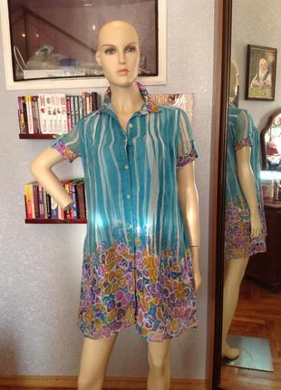 Шелковое двойное платье - рубашка бренда mango, р. 465 фото