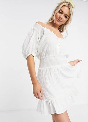 Натуральное белоснежное платье asos! 100% хлопок! люкс!