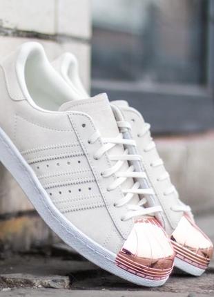 Кросівки жіночі adidas superstar metal/toe white адідас суперстар з металевим носком1 фото