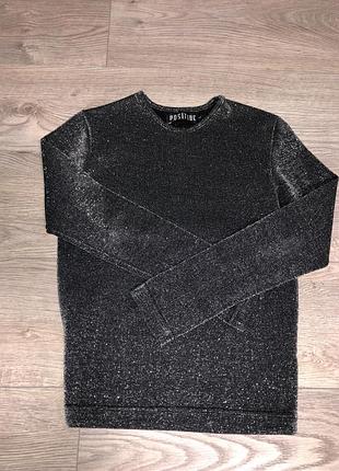 Кофта блестящая в блёстки водолазка м л