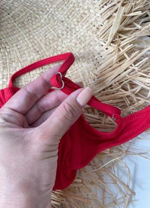Красный купальник шторки в рубчик топ бразилиана стринги4 фото