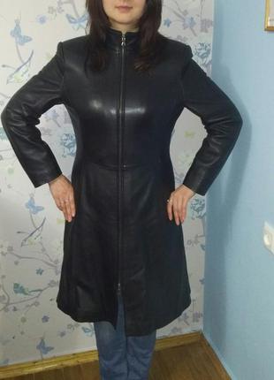 Шкіряне пальто-плащ 44-46 р.