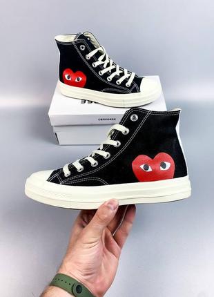 Кросівки кеді converse comme des garçons high black (premium ) кросівки