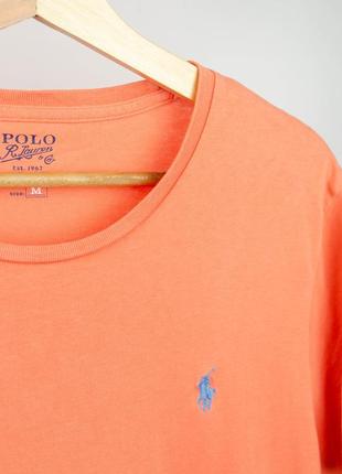 Polo ralph lauren оригинальная легкая хлопковая футболка, яркая оранжевая летняя6 фото