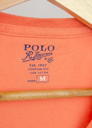 Polo ralph lauren оригинальная легкая хлопковая футболка, яркая оранжевая летняя8 фото