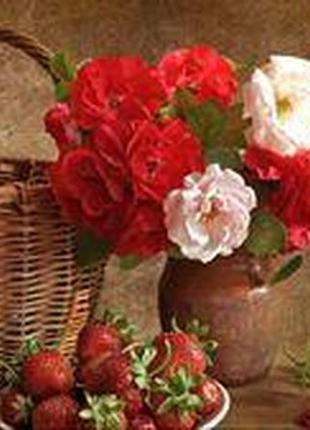 Картина по номерам  в коробке 50*65 стор клубника и цветы