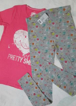 Летний комплект на девочку или детская пижама домашний костюм, футболка лосины леггинсы, pepperts4 фото