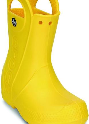 Резиновые сапоги crocs детские kids jibbitz handle it rain boot желтые3 фото