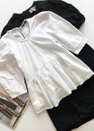 Красивая белая блуза топ с объёмными рукавами