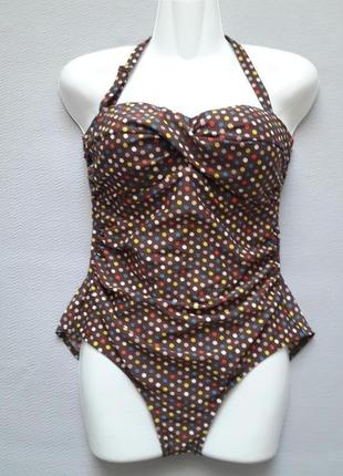 Суперовий злитий купальник у різнобарвний горох boden