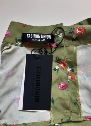 Блуза в квітковий принт, виріз на спинці, на гудзиках і зав'язках fashion union7 фото