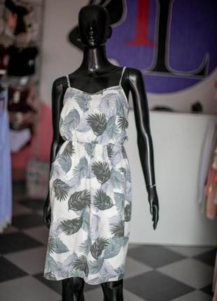 Классный легкий сарафан с карманами и листьями на бретельках от wearme