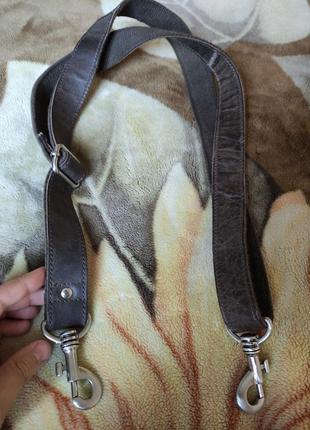 Качественный коричневый кожаный ремень от дорогой мужской сумки пояс ручка на плечо5 фото