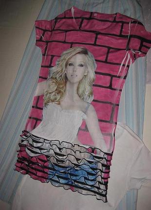 Туника с рюшами с принтом девушки, км0949