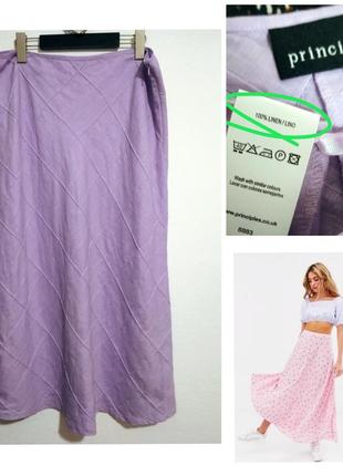 100% лён фирменная натуральная лавандовая льняная длинная юбка льон1 фото