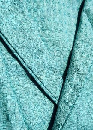 Детский вафельный легкий халат для девочки голубой3 фото