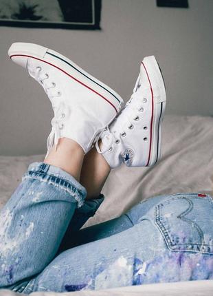 converse buty all stars classic chuk taylor high white высокие белые женские кеды конверс унисекс жіночі білі кеди
