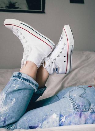 Converse all stars classic chuk taylor high white высокие белые женские кеды конверс унисекс жіночі білі кеди