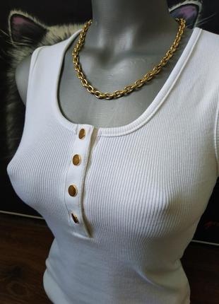 Майка боди комбидресс в рубчик белый заклёпки missguided новый с биркой бикини боді  золоті бікіні стрейч молочний