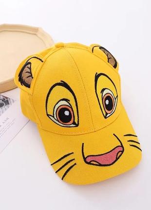 Детская кепка бейсболка король лев (кову и киара) с ушками и гнутым козырьком киара желтая