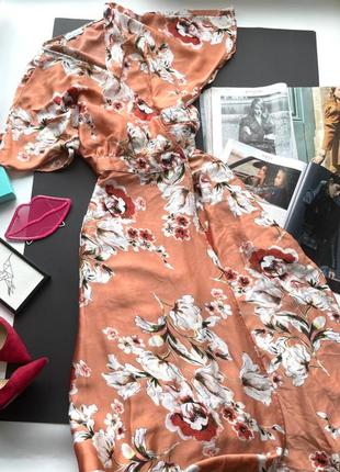 👗обворожительное длинное персиковое платье в цветах/свободное бежевое платье с цветами👗7 фото
