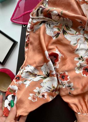 👗обворожительное длинное персиковое платье в цветах/свободное бежевое платье с цветами👗8 фото