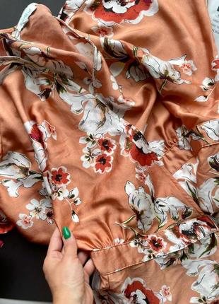👗обворожительное длинное персиковое платье в цветах/свободное бежевое платье с цветами👗6 фото