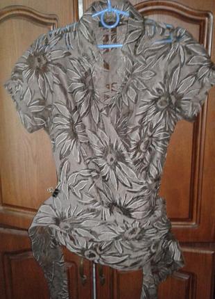 Шикарная дизайнерская блуза /натуральньій шелк+коттон2 фото